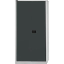 BISLEY Armoire à portes battantes UNIVERSAL, h x l x p 1950 x 914 x 400 mm, 4 tablettes galvanisées, 5 hauteurs de classeurs, gris clair / anthracite