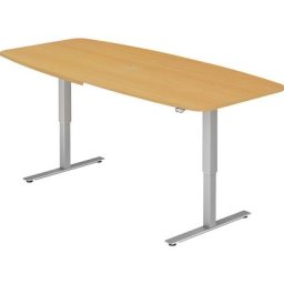 Table de conférence, l x p 2200 x 1030 mm, réglage électrique de la hauteur de 720 à 1190 mm, façon hêtre