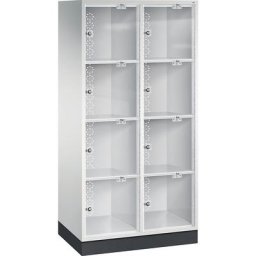 C+P Vestiaire multicases en acier INTRO avec porte en verre acrylique, h x l x p 1750 x 820 x 500 mm, hauteur casiers 380 mm, 8 casiers, corps gris clair