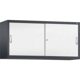 C+P Rehausse ACURADO à portes coulissantes, 2 tablettes, h x l x p 790 x 1600 x 500 mm, gris noir / blanc trafic