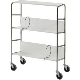HelgeNyberg Chariot de bureau chromé avec tablettes, 3 tablettes, L x l x h 800 x 340 x 1060 mm, gris, à partir de 5 pièces