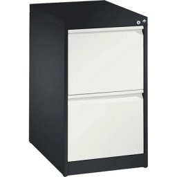 C+P Classeur pour dossiers suspendus ACURADO, 1 rangée, 2 tiroirs, gris noir / blanc trafic