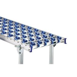 Gura Transporteur à galets pour charges légères, cadre en aluminium et galets en plastique, largeur voie 300 mm, entraxe des essieux 75 mm, longueur 1 m