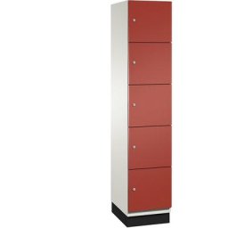 C+P Vestiaire multicases CAMBIO avec portes en tôle d'acier, 5 casiers, largeur 400 mm, corps blanc pur / porte rouge feu