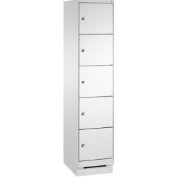 C+P Armoire à casiers sur socle EVOLO, 1 compartiment, 5 casiers, largeur compartiment 400 mm, gris clair