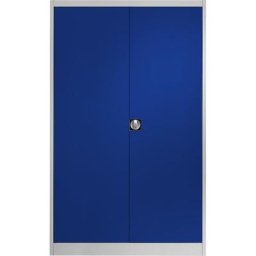 mauser Armoire métallique à portes battantes, 4 tablettes, largeur 1200 mm, gris clair / bleu outremer, profondeur extérieure 600 mm