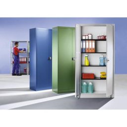 mauser Armoire à portes battantes, h x l ext. 1950 x 950 mm, 4 tablettes, profondeur 420 mm, coloris vert réséda RAL 6011