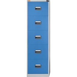 eurokraft basic Classeur pour dossiers suspendus, 1 rangée, 5 tiroirs, gris clair / bleu clair