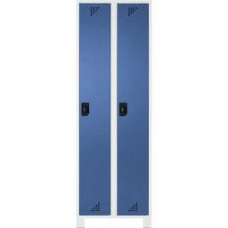 eurokraft pro Vestiaire et armoire multi-usage, hauteur compartiments 1695 mm, 2 compartiments, largeur 600 mm, corps gris clair, portes bleu brillant