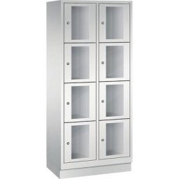 C+P Armoire à casiers CLASSIC, hauteur casiers 375 mm, sur socle, 8 casiers, largeur 810 mm, porte gris clair