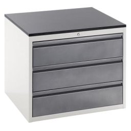 RAU Armoire à tiroirs sur glissières télescopiques, hauteur 640 mm, 3 tiroirs de 180 mm, gris clair / anthracite, largeur 770 mm