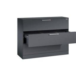 C+P Classeur pour dossiers suspendus ASISTO, largeur 1200 mm, 3 tiroirs, gris noir / gris noir