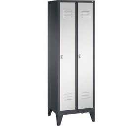 C+P Armoire de rangement sur pieds CLASSIC, 2 compartiments, largeur compartiments 300 mm, gris noir / gris clair