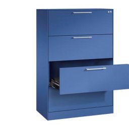 C+P Armoire à fiches ASISTO, hauteur 1292 mm, 4 tiroirs, format A4 horizontal, bleu gentiane / bleu gentiane