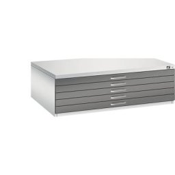 C+P Armoire à plans, format A0, 5 tiroirs, hauteur 420 mm, gris clair / gris volcan