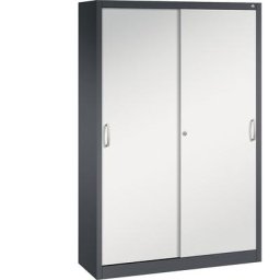 C+P Armoire à portes coulissantes ACURADO, 4 tablettes, h x l x p 1950 x 1200 x 400 mm, gris noir / gris clair