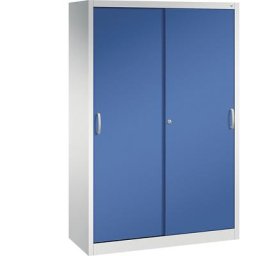 C+P Armoire à portes coulissantes ACURADO, 6 rails, h x l x p 1950 x 1200 x 500 mm, gris clair / bleu gentiane