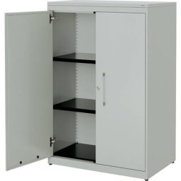 mauser Armoire à portes battantes, h x l 1180 x 800 mm, plateau en plastique, 2 tablettes, gris clair / gris clair / gris clair