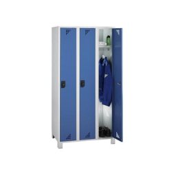 eurokraft pro Vestiaire et armoire multi-usage, hauteur compartiments 1695 mm, 3 compartiments, largeur 900 mm, corps gris clair, portes bleu brillant