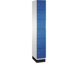 C+P Vestiaire multicases CAMBIO avec portes en tôle d'acier, 6 casiers, largeur 300 mm, corps gris clair / porte bleu gentiane