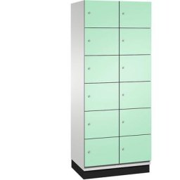 C+P Vestiaire multicases CAMBIO avec portes en tôle d'acier, 12 casiers, largeur 800 mm, corps gris clair / porte vert clair