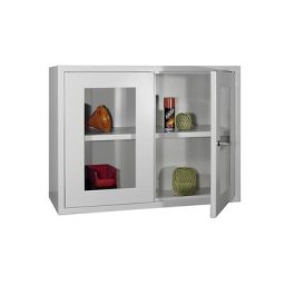 Pavoy Armoire murale, hauteur 600 mm, avec porte/-s vitrée/-s, largeur 800 mm, paroi arrière lisse, gris
