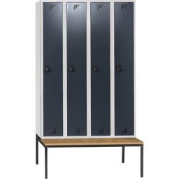 eurokraft pro Vestiaire et armoire multi-usage, avec banc, 4 compartiments, largeur 1200 mm, portes anthracite