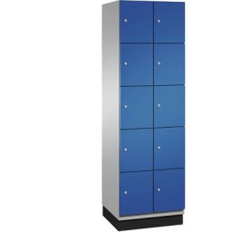 C+P Vestiaire multicases CAMBIO avec portes en tôle d'acier, 10 casiers, largeur 600 mm, corps aluminium / porte bleu gentiane
