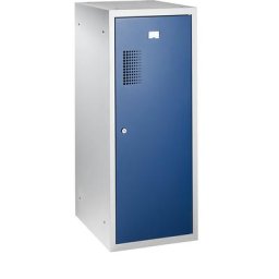 eurokraft basic Vestiaire multicases combiné, module unique, h x l x p 1000 x 400 x 500 mm, serrure à cylindre, corps gris clair, porte bleu gentiane