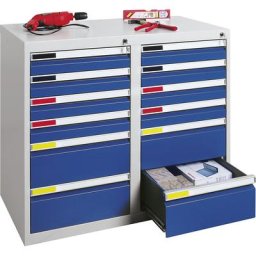 Armoire à tiroirs, largeur 1000 mm, 12 tiroirs, gris clair