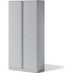 BISLEY Armoire à portes battantes ESSENTIALS, 4 tablettes, 5 hauteurs de classeurs, gris clair
