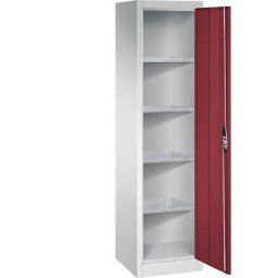 C+P Armoire d'atelier à portes battantes, h x l x p 1950 x 502 x 500 mm, gris clair / rouge rubis