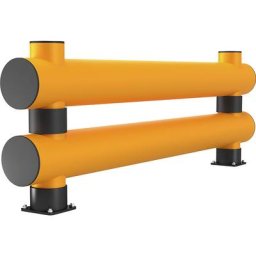 a.m.p.e.r.e Barrière de protection, hauteur 690 mm, planche double, longueur 8 m, jaune trafic