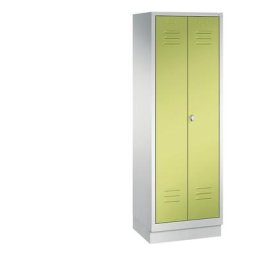 C+P Armoire de rangement sur socle CLASSIC, 2 compartiments, largeur compartiments 300 mm, gris clair / vert viridin