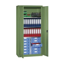 eurokraft pro Armoire d'atelier et à tiroirs, 3 tablettes, 12 tiroirs, vert réséda RAL 6011