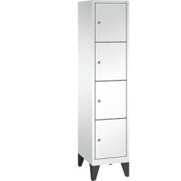 C+P Armoire à casiers sur pieds CLASSIC, 1 compartiment, 4 casiers, largeur compartiment 400 mm, blanc trafic