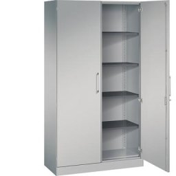 C+P Armoire à portes battantes ASISTO, hauteur 1980 mm, largeur 1000 mm, 4 tablettes, aluminium / aluminium