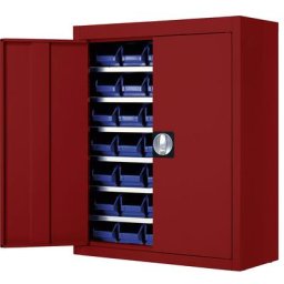 mauser Armoire à bacs, h x l x p 820 x 680 x 280 mm, avec bacs à bec, unicolore, rouge, 42 bacs, 3 pièces et +