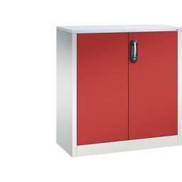 C+P Armoire basse ACURADO, 2 hauteurs de classeurs, h x l x p 1000 x 930 x 400 mm, gris clair / rouge feu