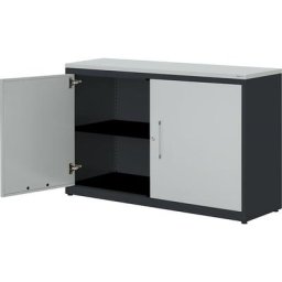 mauser Armoire à portes battantes, h x l 830 x 1200 mm, plateau en plastique, 1 tablette, anthracite / gris clair / gris clair