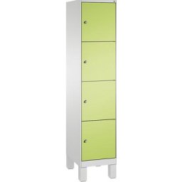 C+P Armoire à casiers sur pieds EVOLO, 1 compartiment, 4 casiers, largeur compartiment 400 mm, gris clair / vert