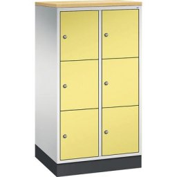 C+P Vestiaire multicases en acier INTRO, casiers hauteur 345 mm, l x p 620 x 500 mm, 6 casiers, corps gris clair, portes jaune soufre