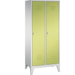 C+P Armoire de rangement sur pieds CLASSIC, 2 compartiments, largeur compartiments 400 mm, gris clair / vert viridin