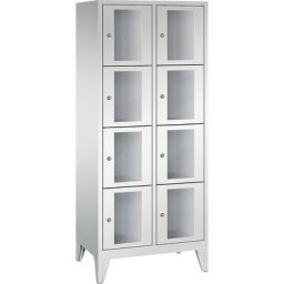 C+P Armoire à casiers CLASSIC, hauteur casiers 375 mm, sur pieds, 8 casiers, largeur 810 mm, porte gris clair
