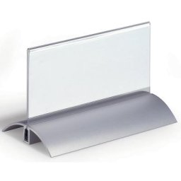 DURABLE Badge de table acrylique à pied en aluminium, h x l 61 x 150 mm, lot de 12