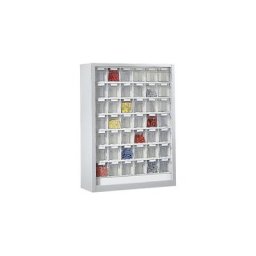 Armoire murale avec bacs pivotants, h x l x p 910 x 665 x 250 mm, avec 42 bacs, corps gris clair