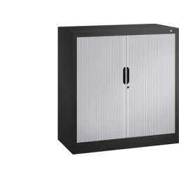 C+P Armoire à rideaux ECO, h x l x p 1030 x 1000 x 420 mm, noir / gris clair