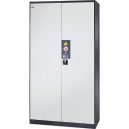 asecos Armoire pour produits chimiques, porte pleine, avec coffre pour produits dangereux, coloris porte gris clair RAL 7035