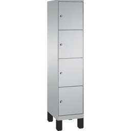 C+P Armoire à casiers sur pieds EVOLO, 1 compartiment, 4 casiers, largeur compartiment 400 mm, aluminium / aluminium