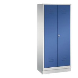 C+P Armoire de rangement sur socle CLASSIC, 2 compartiments, largeur compartiments 400 mm, gris clair / bleu gentiane